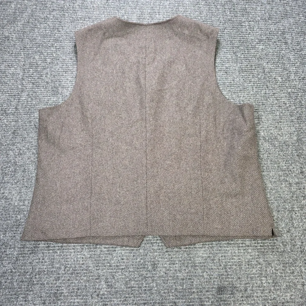 Joseph Abboud Wool Blend Button Front Dress Vest Men's XXL Brown Herringbone